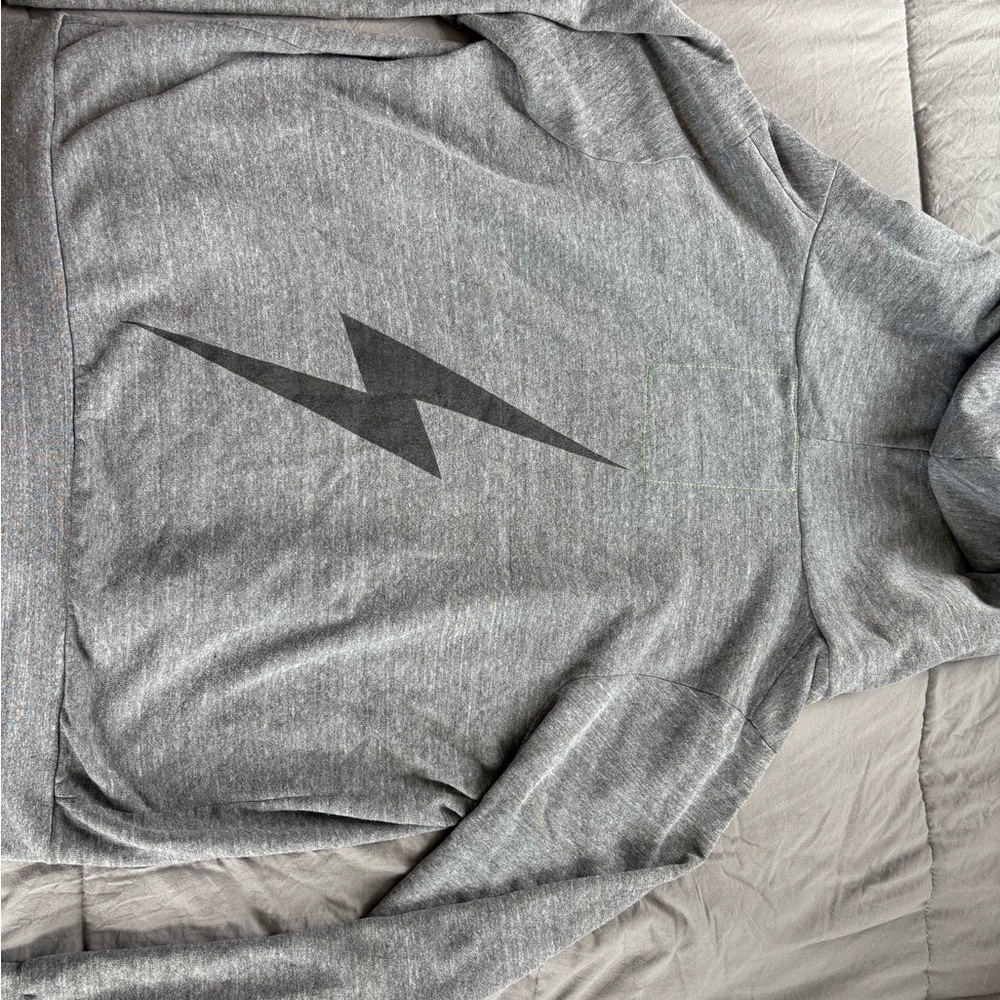 Aviator Nation Gray Hoodie with Black Lightning Bolt
